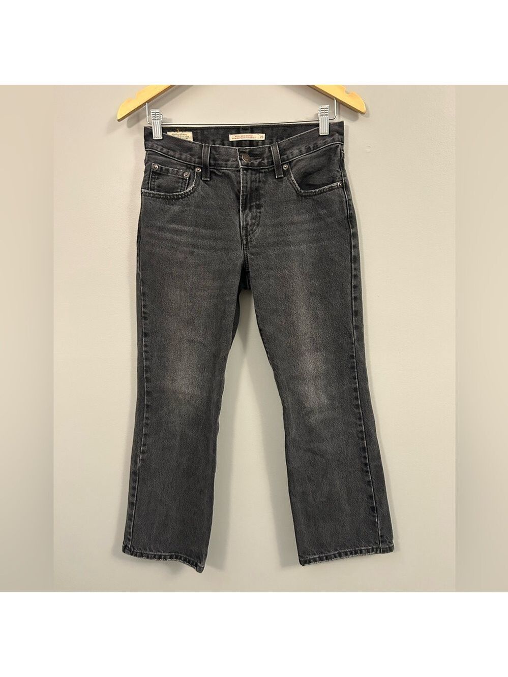 Levi's Women's Middy Ankle Bootcut Black-Gray Jeans Size 26 Premium Big E